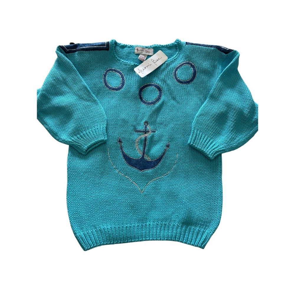 Naomi Bee Vintage Nautical Appliqué Sweater NWT Size M Anchor‎ Coastal Novelty